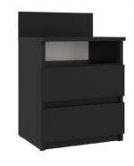 Malwa M1 Modern Bedside Table with 2 Drawers in Black