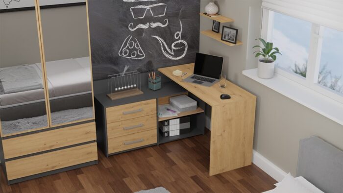 Dany Modern Desk – Anthracite & Oak - Image 7