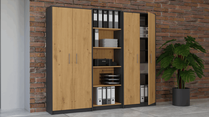 Olmo 2D Anthracite Oak Cabinet Shelf - Image 9