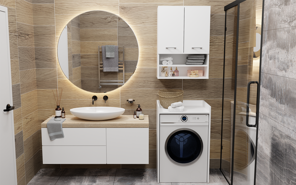 2-3-Biel-allegro Pola NP Over-the-Washer Cabinet in White Matt - Image 9