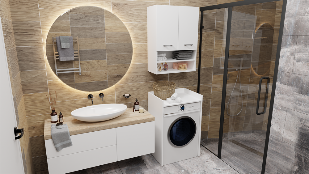 2-4-biel1allegro Pola NP Over-the-Washer Cabinet in White Matt - Image 10