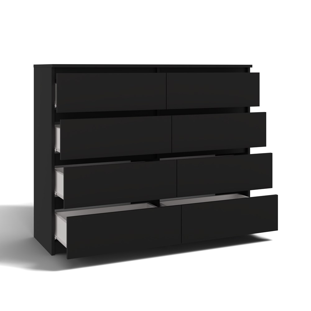 2 Malwa M8 Wide 8-Drawer Dresser - 140cm - Black - Image 2