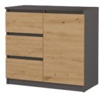 Malwa Sideboard with 1 Door & 3 Drawers – Anthracite Oak