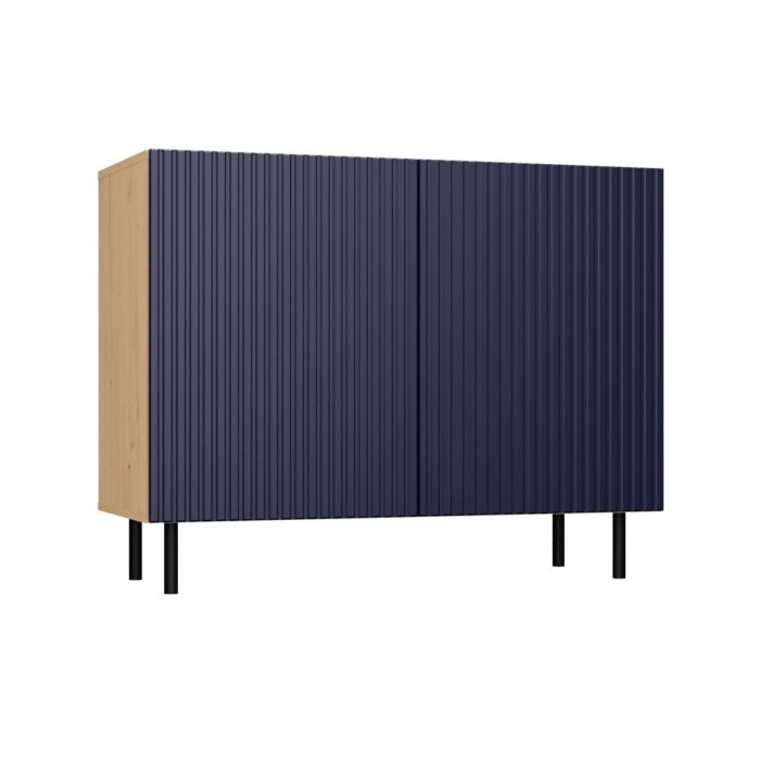 Kama Slim 2-Door Cabinet – Navy Blue & Oak - Image 2
