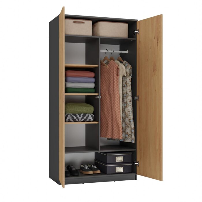 Wardrobe Liora 90 Anthracite Oak - Image 4