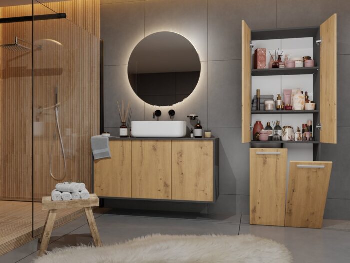 UrbanEdge Bathroom Tower Anthracite Oak - Image 4