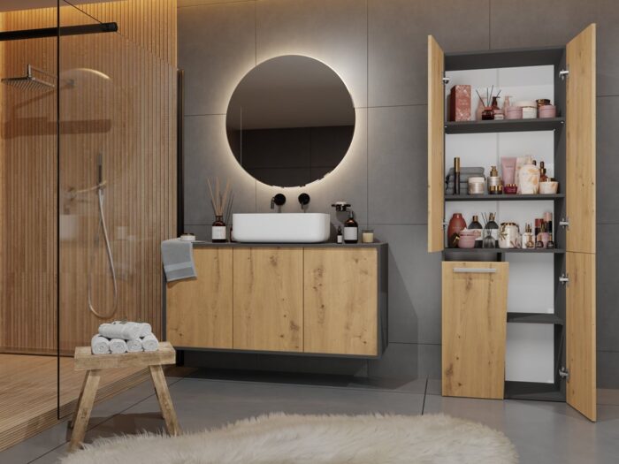 UrbanEdge Bathroom Tower Anthracite Oak - Image 5