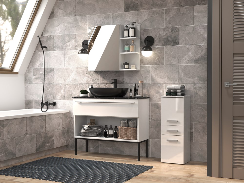 222 Nel V DDS Bathroom Cabinet in White Gloss - Image 2