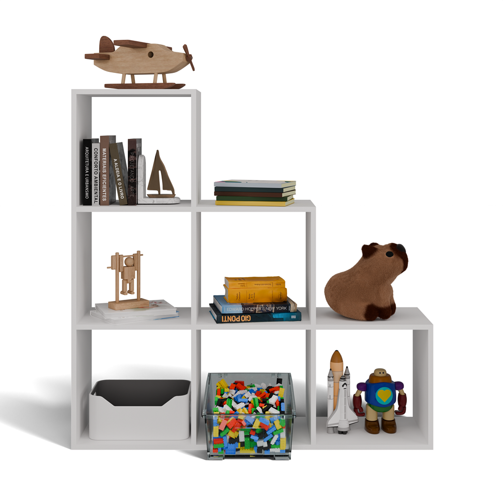 24 STEP RS-30 Modern Cube Bookcase in White - Image 3