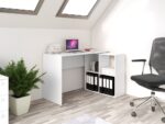 Plus Desk with Malax 2x2 Bookshelf - White - Image 2