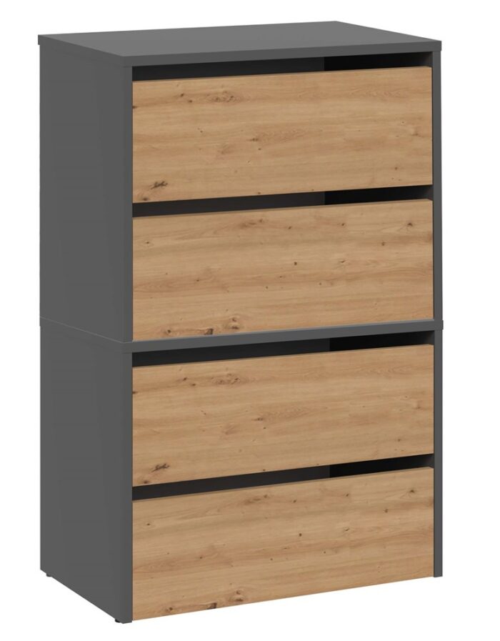 Axton Double Shoe Cabinet – Anthracite & Oak - Image 1