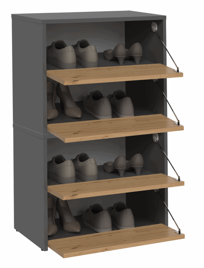 Axton Double Shoe Cabinet – Anthracite & Oak - Image 2