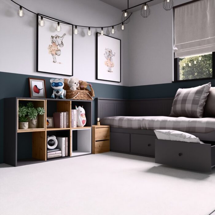 Grid 2x3 Anthracite Oak Bookcase - Image 2