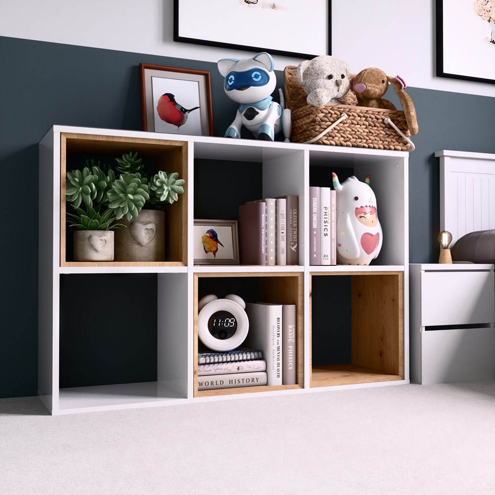 2x3_bialy Malax 2x3 Modern Cube Bookcase in White Matt - Image 2