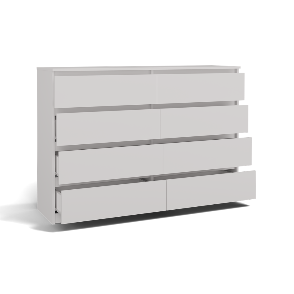 3 Malwa M8 Wide 8-Drawer Dresser - 140cm - White - Image 2