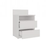 Malwa M1 Modern Bedside Table with 2 Drawers in White Matt - Image 2