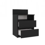 Malwa M1 Modern Bedside Table with 2 Drawers in Black - Image 2