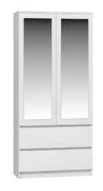 Malwa SS-90L Two-Door Mirrored Wardrobe in White Matt - Image 2