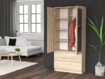 Malwa SS-90L Two-Door Mirrored Wardrobe in Sonoma Oak - Image 3