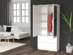Malwa SS-90L Two-Door Mirrored Wardrobe in White Matt - Image 5