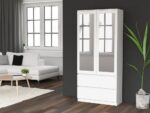 Malwa SS-90L Two-Door Mirrored Wardrobe in White Matt - Image 4