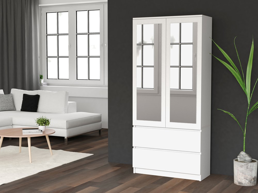 31_white_pp Malwa SS-90L Two-Door Mirrored Wardrobe in White Matt - Image 4
