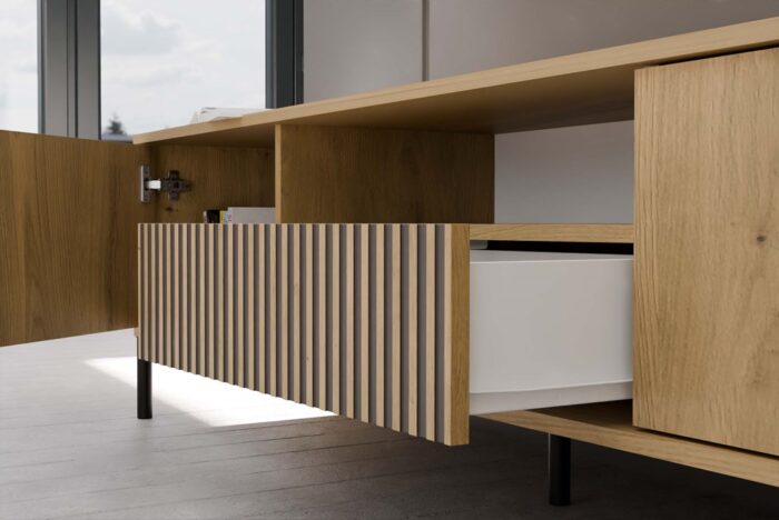 TV Cabinet Elwood 160 Oak Ribbed Front - Image 9