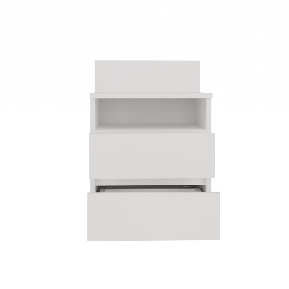 4 Malwa M1 Modern Bedside Table with 2 Drawers in White Matt - Image 4