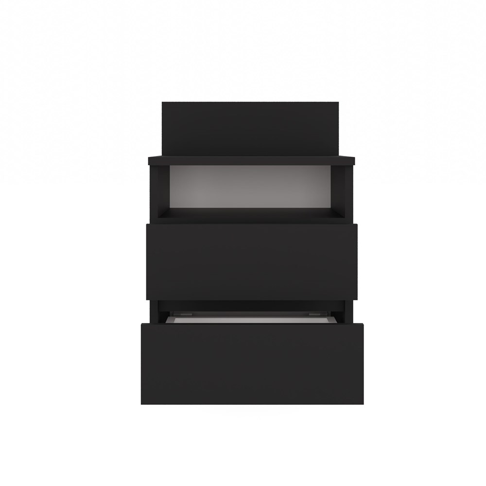 4 Malwa M1 Modern Bedside Table with 2 Drawers in Black - Image 4
