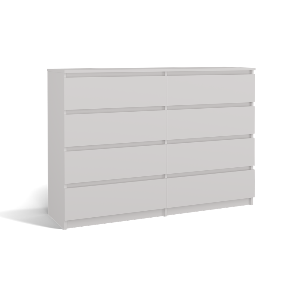 4 Malwa M8 Wide 8-Drawer Dresser - 140cm - White - Image 1