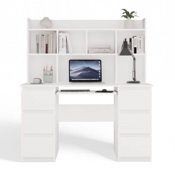 Kuba Workstation with Overhead Shelf – White - Image 9