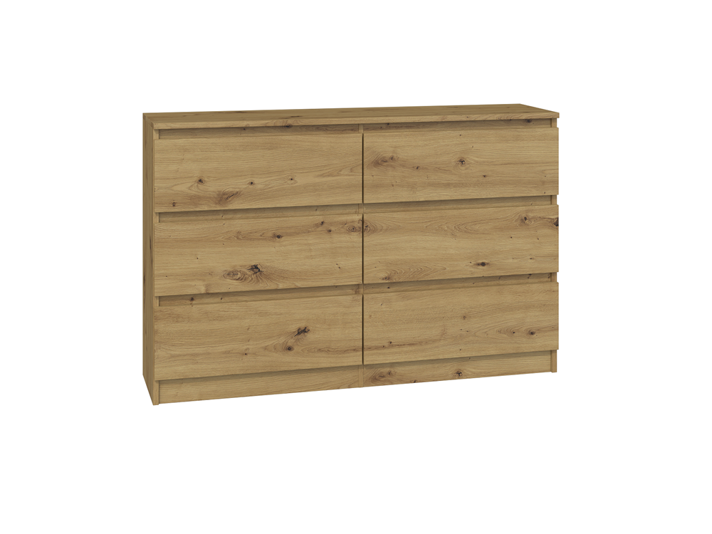 4-3 Malwa M6 6-Drawer Chest - 120cm - Artisan Oak - Image 1