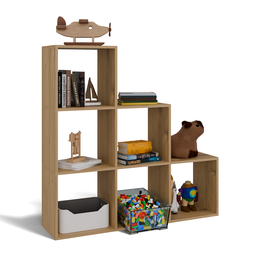 4 STEP RS-30 Modern Cube Bookcase in Artisan Oak - Image 3