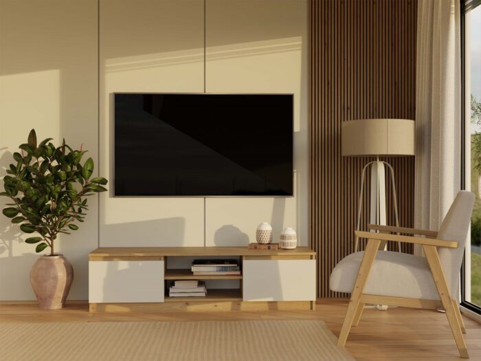 TV Stand Dalton 140 Oak & Cashmere Beige - Image 4