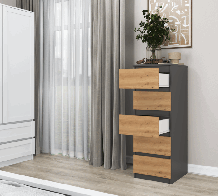 Malwa W5 Anthracite Oak Sideboard - Image 5