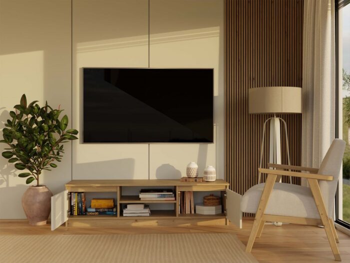 TV Stand Dalton 140 Oak & Cashmere Beige - Image 3