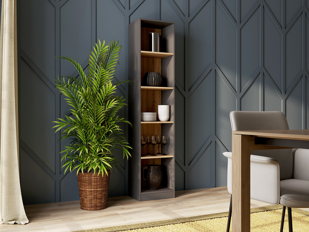 5904507201890-1 Onyx R50 Classic Bookcase in Anthracite / Artisan Oak - Image 3