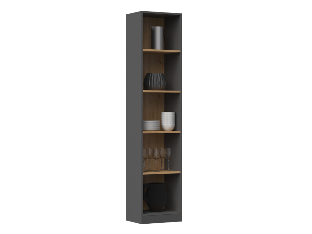 5904507201890-3 Onyx R40 Classic Bookcase in Anthracite / Artisan Oak - Image 2