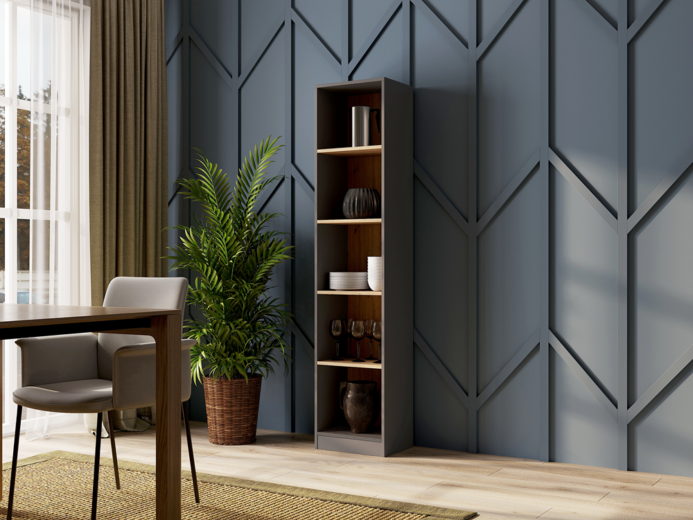 5904507201890-4 Onyx R50 Classic Bookcase in Anthracite / Artisan Oak - Image 4