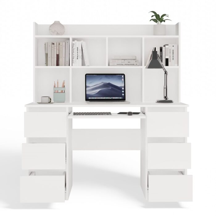 Kuba Workstation with Overhead Shelf – White - Image 7