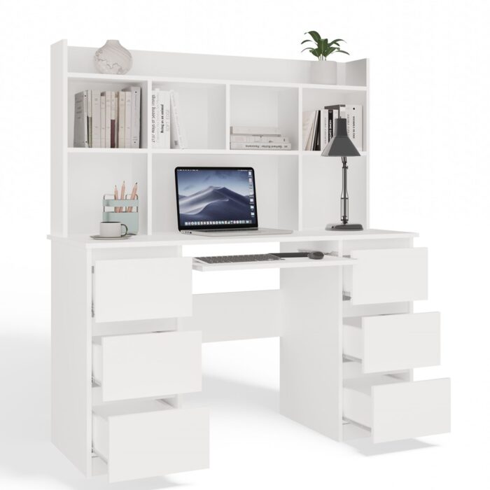 Kuba Workstation with Overhead Shelf – White - Image 10