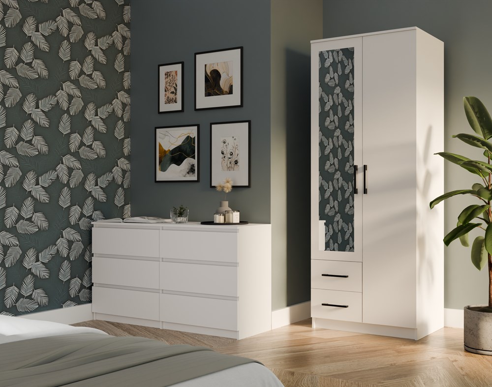 80_Romana_biel_lustro22 Romana 80 Wardrobe with Mirror in White - Image 3