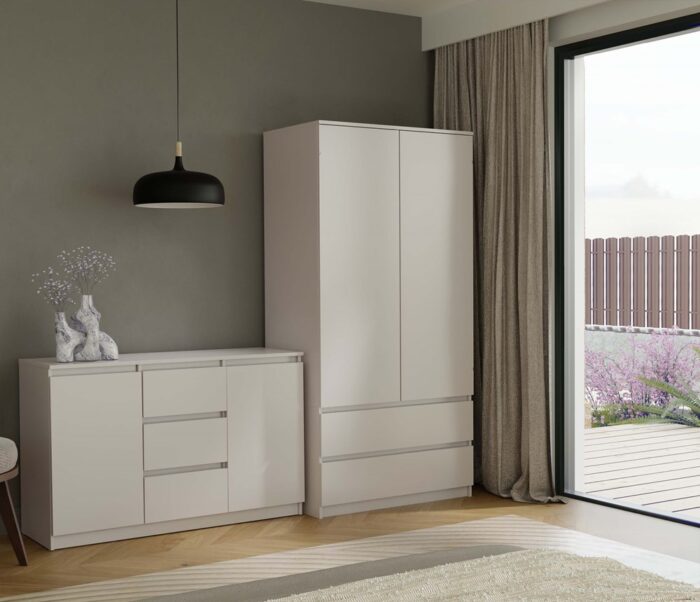 Malwa 2-Door 3-Drawer Chest – Beige Finish - Image 7