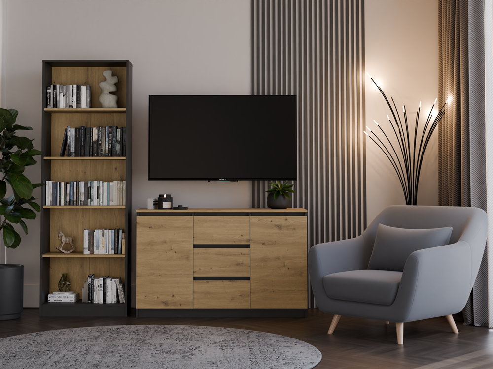 ARTISANBLAT1 Malwa 2D3S Sideboard - Anthracite & Artisan Oak - Image 5