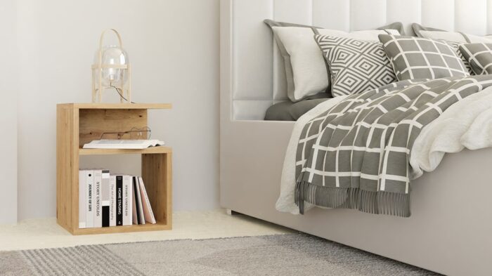 Lumo Compact Bedside Cabinet – Oak Effect - Image 4