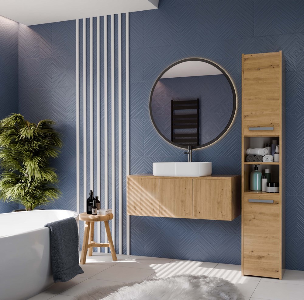 ArtisanS30FRONTZM Sara S30 Tall Bathroom Cabinet in Artisan Oak - Image 6