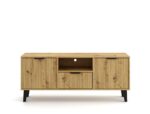 TV Unit Bergen 2 Doors 1 Drawer Slim Oak - Image 4