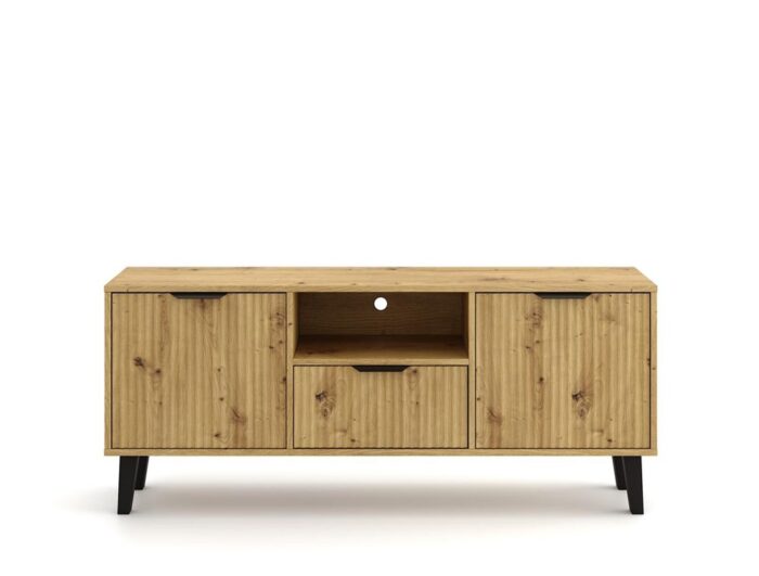 TV Unit Bergen 2 Doors 1 Drawer Slim Oak - Image 4