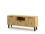 TV Unit Bergen 2 Doors 1 Drawer Slim Oak - Image 5