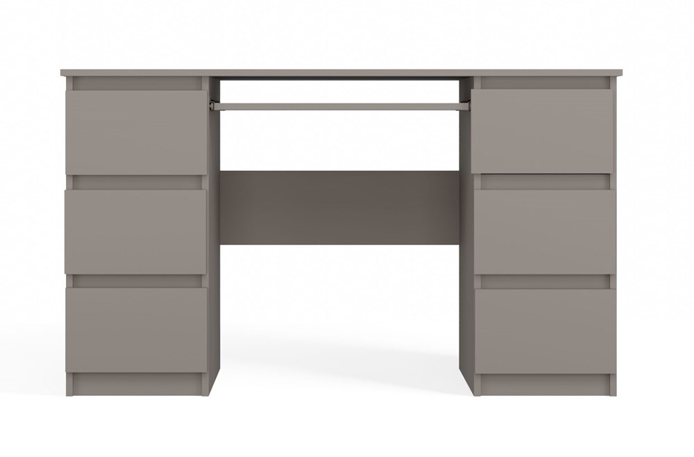 BiurkaGlina0002 Kuba Clay Grey Desk - 6 Drawers - Image 3